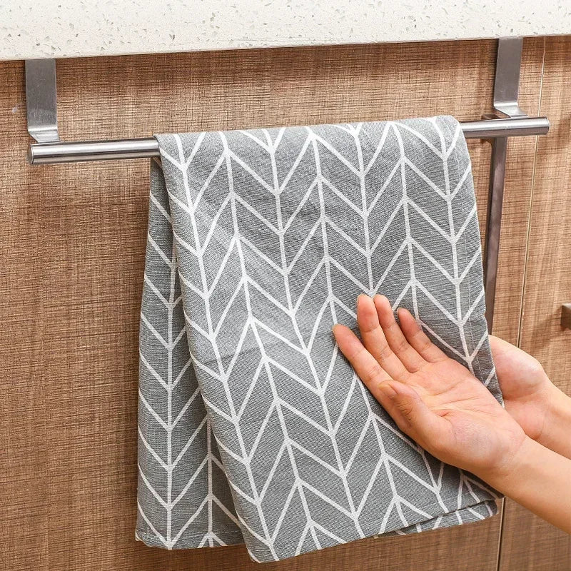 Kitchen Cabinet Door Towel Bar Stainless Steel Door Back Towel Hanging Holder Bathroom Punch-free Towels Hooks Home Organizer