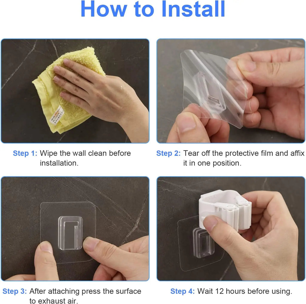 Adhesive Wall Hanging Hook - Mop and Broom Organizer