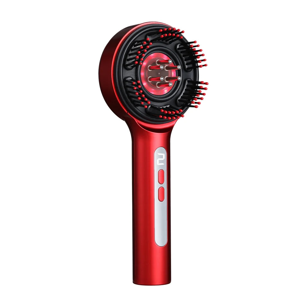 Scalp Massage Comb 630nm LED Red Light Electric Vibration Head Massager Scalp Oil Applicator Nourish Hair Care Brush Relaxation