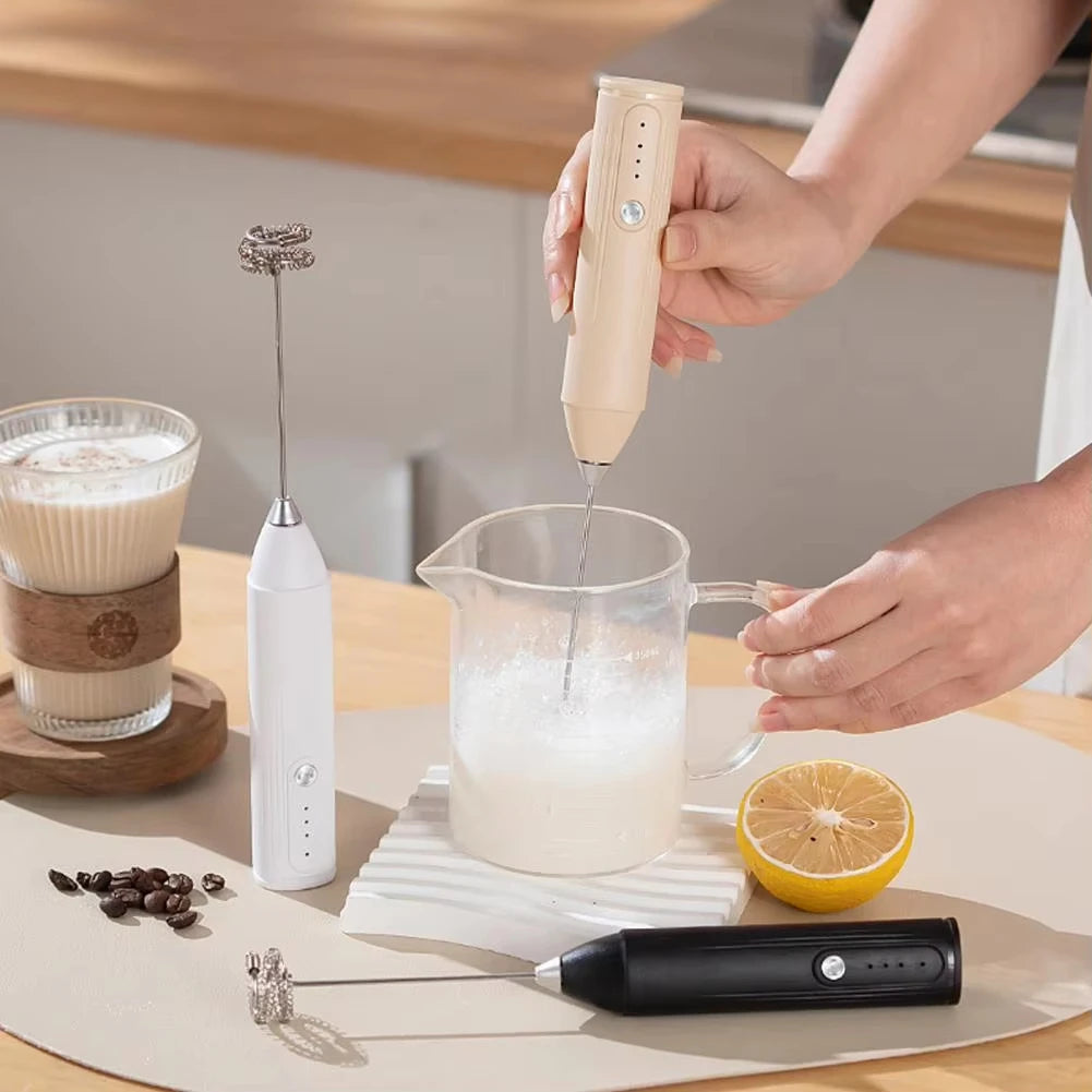 Rechargeable Milk Frother – 3-Speed Handheld Whisk