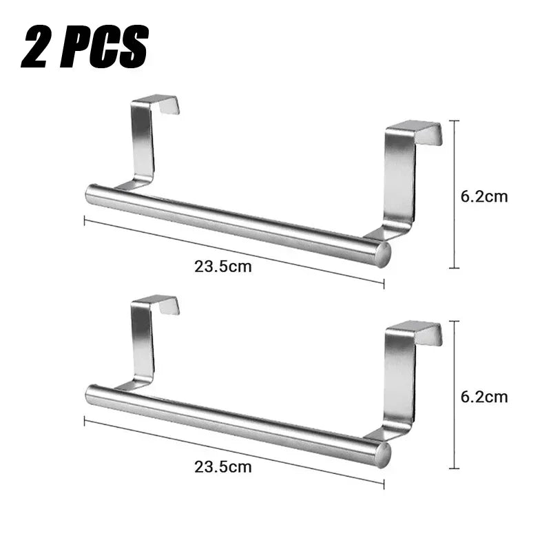 Kitchen Cabinet Door Towel Bar Stainless Steel Door Back Towel Hanging Holder Bathroom Punch-free Towels Hooks Home Organizer