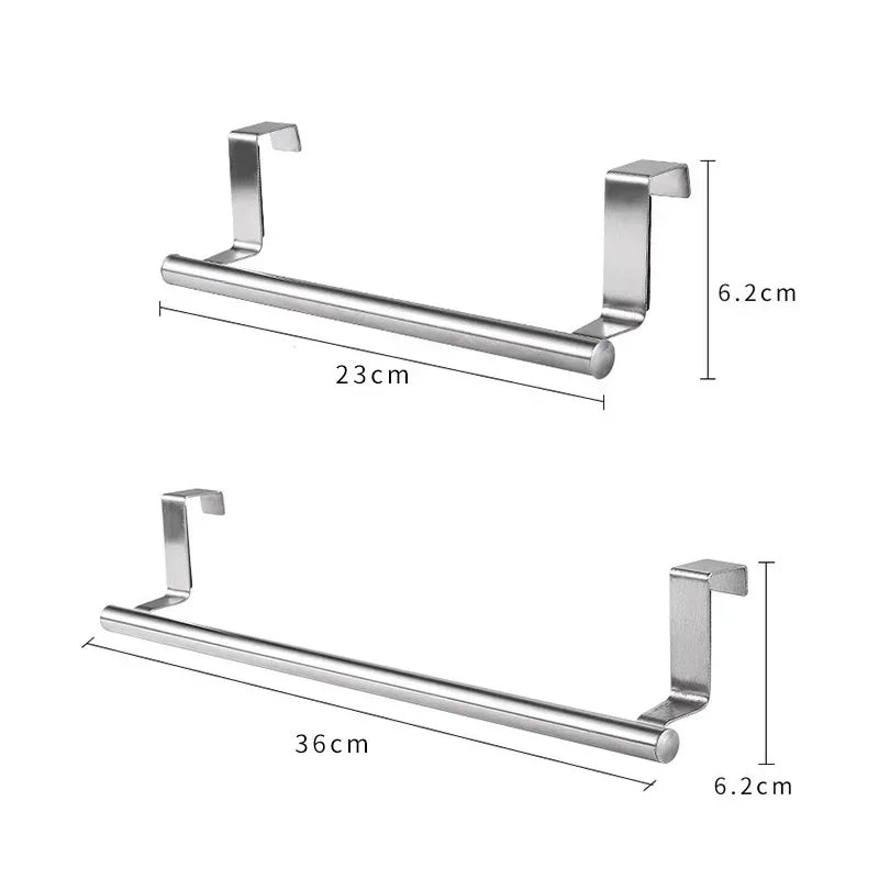 Kitchen Cabinet Door Towel Bar Stainless Steel Door Back Towel Hanging Holder Bathroom Punch-free Towels Hooks Home Organizer