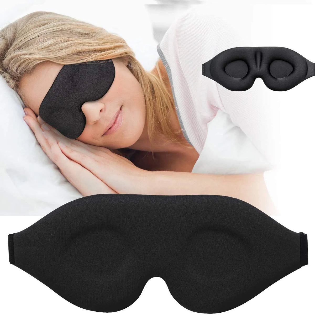 Breathable 3D Adjustable Sleep Mask – Blocks Light, Allows Air Circulation for Eyes, Unisex Comfort Fit