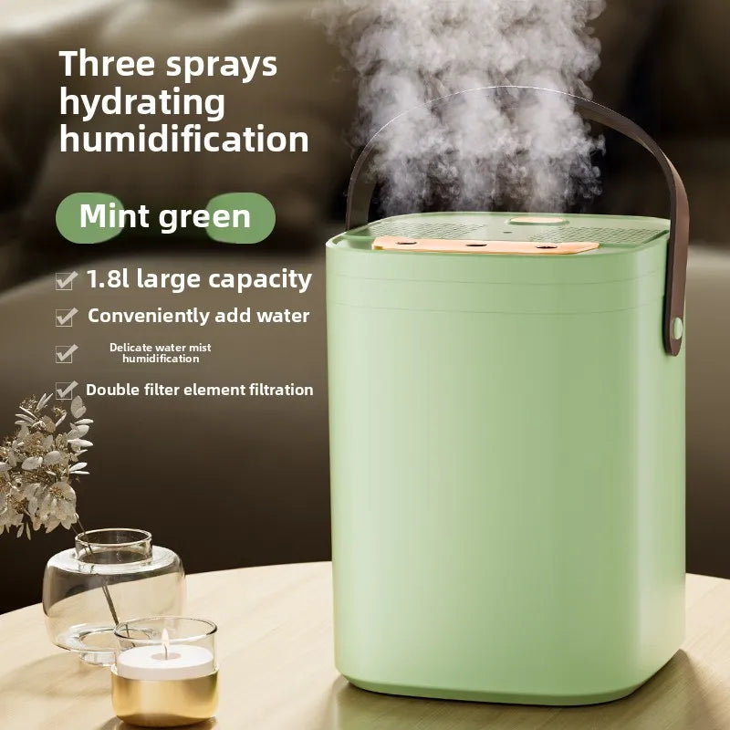 Three Nozzle Night Light Humidifier 1.8L Large Capacity Dual Filter Aromatherapy Machine USB Silent Timed Shutdown Bedroom Car
