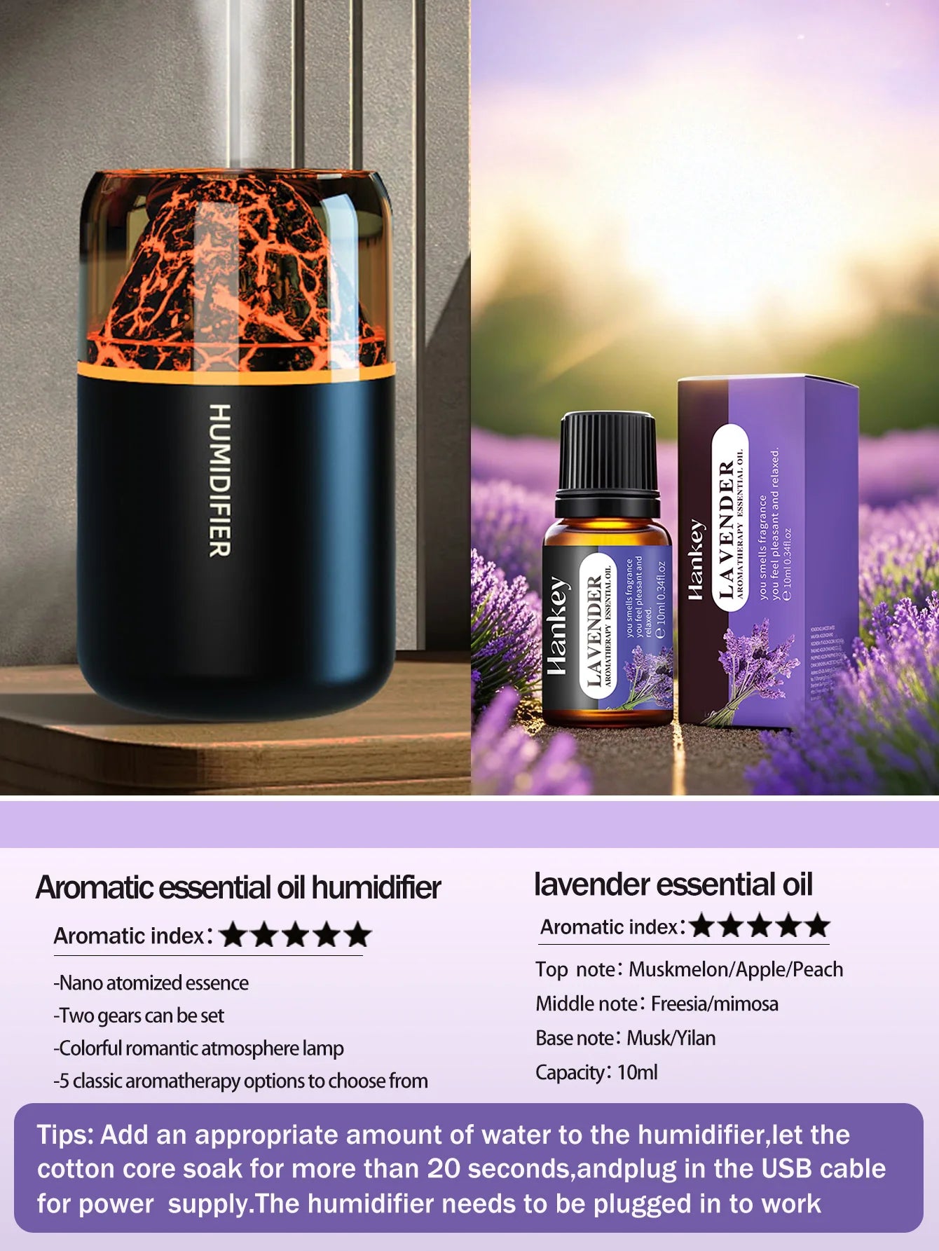 Volcanic Mist Humidifier & Aromatherapy Diffuser