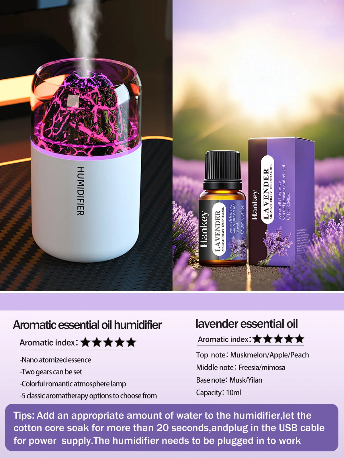 Volcanic Mist Humidifier & Aromatherapy Diffuser