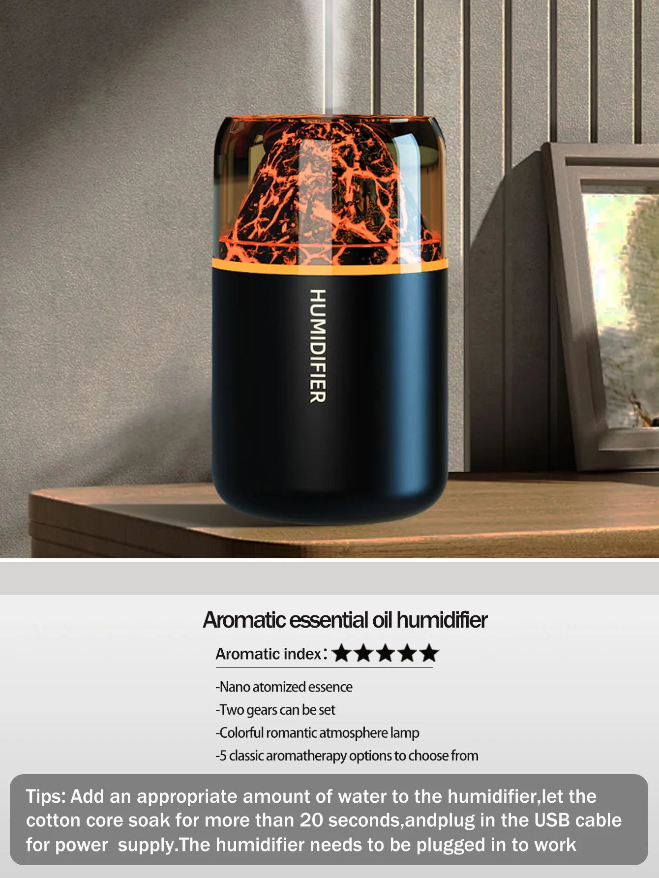 Volcanic Mist Humidifier & Aromatherapy Diffuser