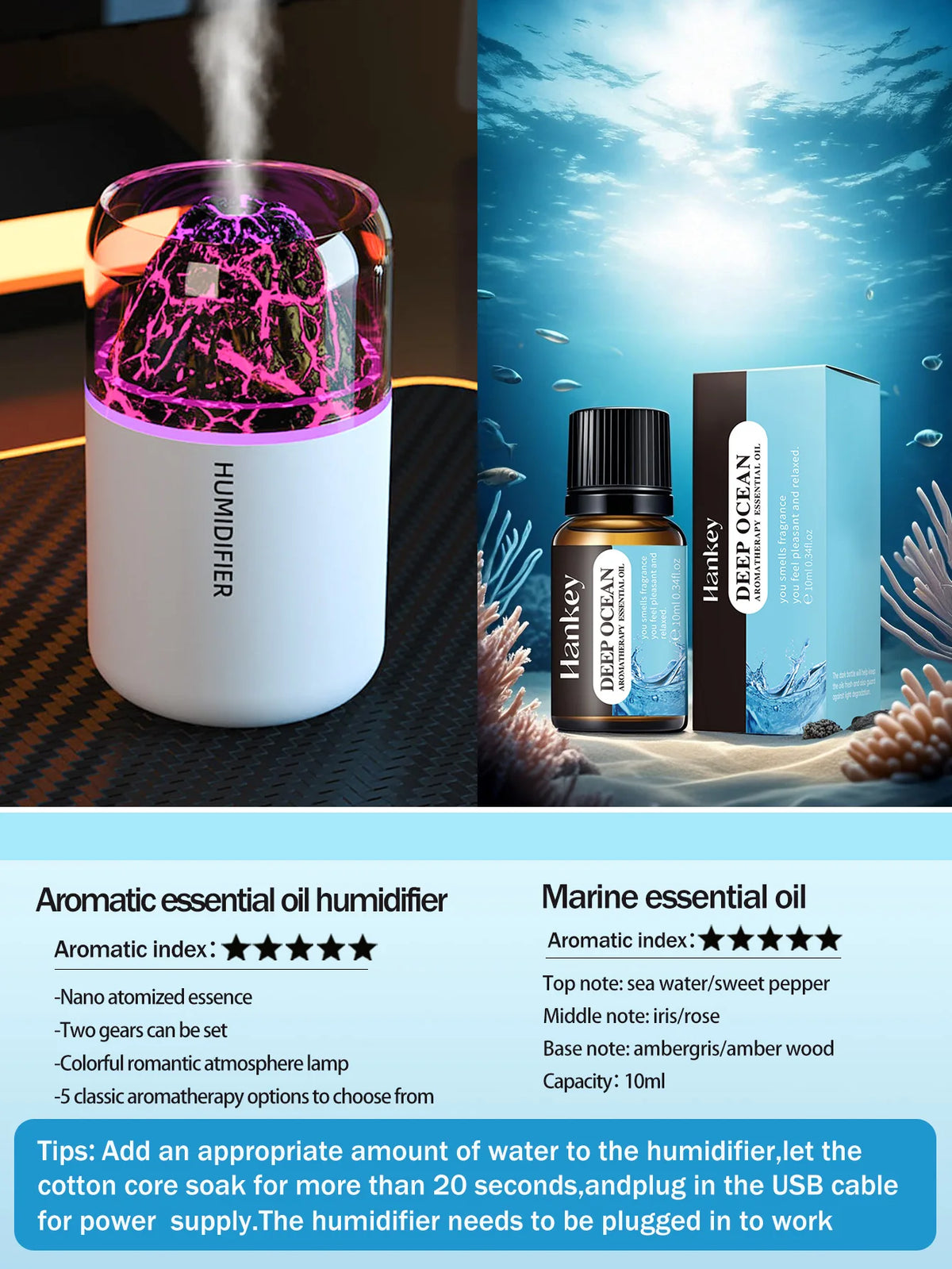 Volcanic Mist Humidifier & Aromatherapy Diffuser