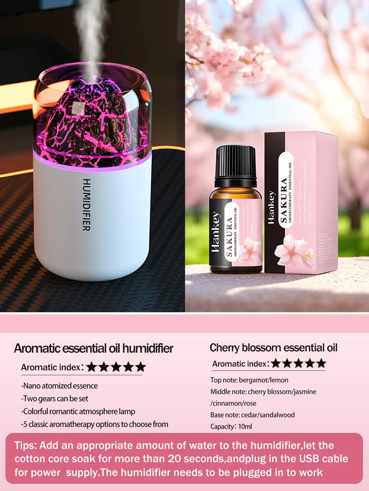 Volcanic Mist Humidifier & Aromatherapy Diffuser