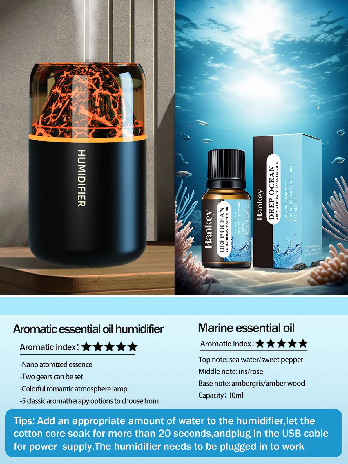 Volcanic Mist Humidifier & Aromatherapy Diffuser